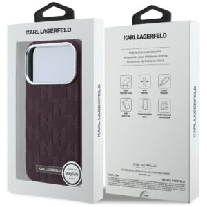 Dėklas Karl Lagerfeld Grained Mono Resin Logo MagSafe skirtas Apple iPhone 18 Pro / 17 Pro burgundy - Image 8