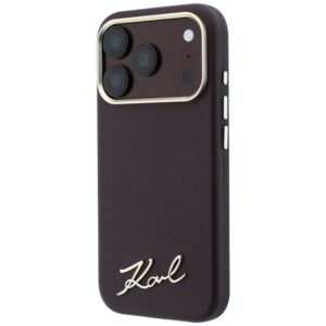 Dėklas Karl Lagerfeld Saffiano Small Script Metal Logo MagSafe skirtas Apple iPhone 18 Pro / 17 Pro burgundy - Image 2