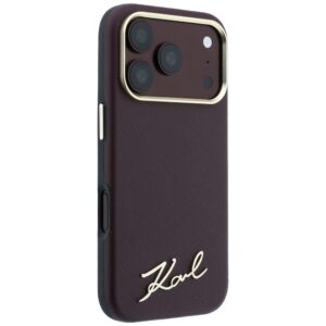 Dėklas Karl Lagerfeld Saffiano Small Script Metal Logo MagSafe skirtas Apple iPhone 18 Pro / 17 Pro burgundy - Image 4