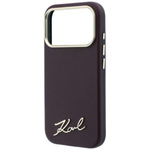 Dėklas Karl Lagerfeld Saffiano Small Script Metal Logo MagSafe skirtas Apple iPhone 18 Pro / 17 Pro burgundy - Image 6