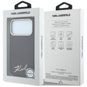 Dėklas Karl Lagerfeld Saffiano Small Script Metal Logo MagSafe skirtas Apple iPhone 18 Pro / 17 Pro burgundy - Image 8