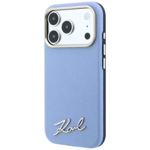 Dėklas Karl Lagerfeld Saffiano Small Script Metal Logo MagSafe skirtas Apple iPhone 18 Pro Max / 17 Pro Max šviesiai mėlynos spalvos - Image 2