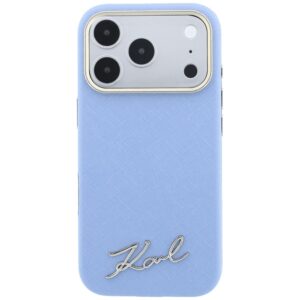 Dėklas Karl Lagerfeld Saffiano Small Script Metal Logo MagSafe skirtas Apple iPhone 18 Pro Max / 17 Pro Max šviesiai mėlynos spalvos - Image 3