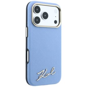Dėklas Karl Lagerfeld Saffiano Small Script Metal Logo MagSafe skirtas Apple iPhone 18 Pro Max / 17 Pro Max šviesiai mėlynos spalvos - Image 4