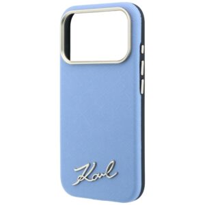 Dėklas Karl Lagerfeld Saffiano Small Script Metal Logo MagSafe skirtas Apple iPhone 18 Pro Max / 17 Pro Max šviesiai mėlynos spalvos - Image 6