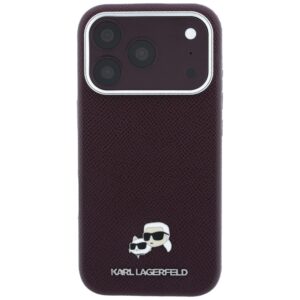 Dėklas Karl Lagerfeld Grained Heads Metal MagSafe skirtas iPhone 18 Pro / 17 Pro burgundinės spalvos - Image 3