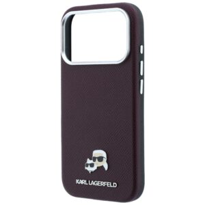 Dėklas Karl Lagerfeld Grained Heads Metal MagSafe skirtas iPhone 18 Pro / 17 Pro burgundinės spalvos - Image 6