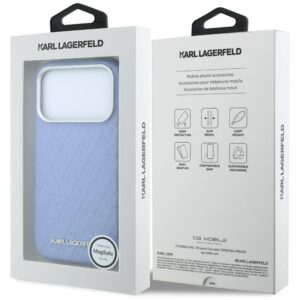 Dėklas Karl Lagerfeld Grained Allover Logo Metal Elongated MagSafe skirtas iPhone 18 Pro / 17 Pro blue - Image 8