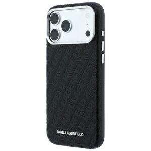 Dėklas Karl Lagerfeld Grained Allover Logo Metal Elongated MagSafe skirtas iPhone 18 Pro / 17 Pro black - Image 2