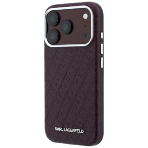 Dėklas Karl Lagerfeld Grained Allover Logo Metal Elongated skirtas iPhone 18 Pro Max/17 Pro Max burgundy - Image 2