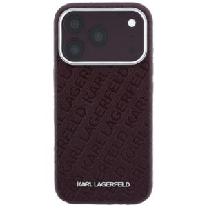 Dėklas Karl Lagerfeld Grained Allover Logo Metal Elongated skirtas iPhone 18 Pro Max/17 Pro Max burgundy - Image 3