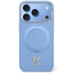 Dėklas Karl Lagerfeld IML Ring Stand 360 Kameo Metal MagSafe skirta Apple iPhone 18 Pro Max / 17 Pro Max mėlynos spalvos