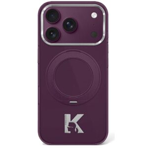 Dėklas Karl Lagerfeld IML Ring Stand 360 Kameo Metal MagSafe skirta Apple iPhone 18 Pro Max / 17 Pro Max burgundowy
