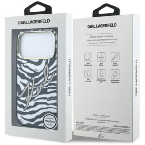 Dėklas Karl Lagerfeld IML Signature Zebra Glitter MagSafe skirtas Apple iPhone 18 Pro / 17 Pro aukso spalvos - Image 8