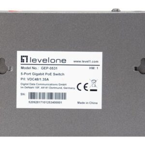 LevelOne GEP-0531 tinklo komutatorius Ne-valdomas L2 Gigabit Ethernet (10/100/1000) Maitinimas per Eternetą (PoE) Stalinis / tvirtinamas prie sienos Pilka - Image 2