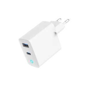 Gembird 2 prievadų 30 W GaN USB greitojo įkrovimo įrenginys LED baltas TA-UC-PDQC30L-W-01