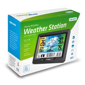 „GreenBlue“ belaidė spalvota meteorologinė stotelė, su DCF, mėnulio fazėmis, barometru, kalendoriumi, maitinimo šaltiniu, GB540N - Image 3