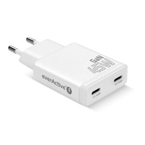 GaN tinklo įkroviklis 2× USB-C Quick Charge 3.0 45 W PD, baltas - Image 2