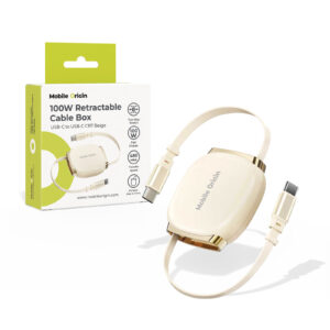Mobile Origin 100W Retractable Cable Box USB-C to USB-C CB7 Beige