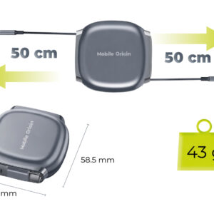 Mobile Origin 100W Retractable Cable Box USB-C to USB-C CB7 Space Grey - Image 11