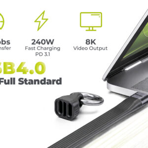 Mobile Origin 240W 40Gbps 8K USB-C Keychain Cable CB17 Black - Image 7