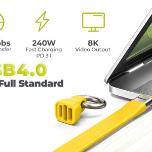 Mobile Origin 240W 40Gbps 8K USB-C Keychain Cable CB17 Yellow - Image 7