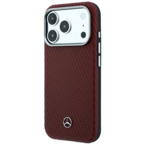Dėklas Mercedes Leather Semi Wrap Wood Effect MagSafe skirtas iPhone 18 Pro / 17 Pro burgundy - Image 2