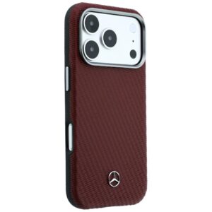 Dėklas Mercedes Leather Semi Wrap Wood Effect MagSafe skirtas iPhone 18 Pro Max / 17 Pro Max burgundy - Image 4