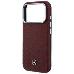 Dėklas Mercedes Leather Semi Wrap Wood Effect MagSafe skirtas iPhone 18 Pro Max / 17 Pro Max burgundy - Image 6