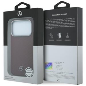 Dėklas Mercedes Leather Semi Wrap Wood Effect MagSafe skirtas iPhone 18 Pro Max / 17 Pro Max burgundy - Image 8