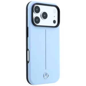 Dėklas Mercedes Leather Semi Wrap Iconic Line MagSafe skirtas Apple iPhone 18 Pro / 17 Pro blue - Image 4