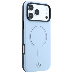 Dėklas Mercedes Leather 3D MagSafe skirtas Apple iPhone 18 Pro Max / 17 Pro Max mėlynos spalvos - Image 4