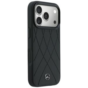Dėklas Mercedes Leather Crossed Lines MagSafe skirtas iPhone 18 Pro /17 Pro black - Image 4