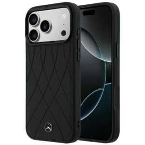 Dėklas Mercedes Leather Crossed Lines MagSafe skirtas iPhone 18 Pro Max/ 17 Pro Max black