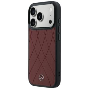 Dėklas Mercedes Leather Crossed Lines MagSafe skirtas iPhone 18 Pro / 17 Pro burgundy - Image 2