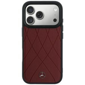 Dėklas Mercedes Leather Crossed Lines MagSafe skirtas iPhone 18 Pro / 17 Pro burgundy - Image 3