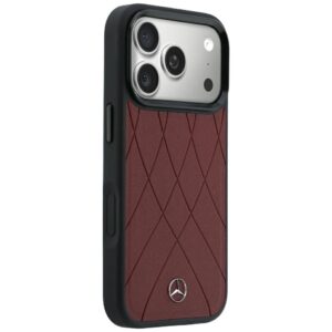 Dėklas Mercedes Leather Crossed Lines MagSafe skirtas iPhone 18 Pro / 17 Pro burgundy - Image 4