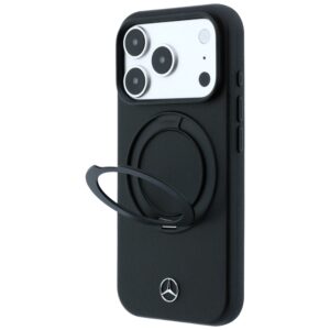 Dėklas Mercedes Leather with Ring Stand MagSafe skirtas Apple iPhone 18 Pro Max / 17 Pro Max / 17 Pro Max juodos spalvos - Image 2