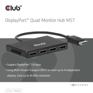 CLUB3D CSV-7400 vaizdo signalų daliklis DisplayPort 4x DisplayPort - Image 2