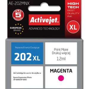 Activejet AE-202MNX rašalas (pakaitinis Epson 202XL H34010; Supreme; 12 ml; raudonos spalvos)