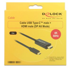 DeLOCK 85291 vaizdo kabelio adapteris 2 m C tipo USB HDMI Juoda - Image 2