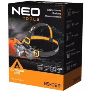 Neo Tools 2000LM CREE XHP50.2 LED įkraunamas USB priekinis žibintas - Image 2