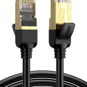 Kabelis F/FTP CAT7 su 2xRJ45 jungtimis 0.5m juodas NW107 UGREEN