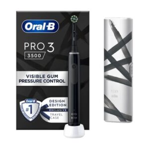 Oral-B elektrinis dantų šepetėlis Pro 3 3500 Sensitive Clean, besisukantis/vibruojantis/pulsuojantis, Design Edition, juodas, ES