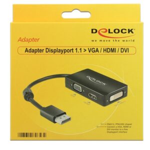 DeLOCK 0.16m DisplayPort/VGA+HDMI+DVI 0,16 m VGA (D-Sub)+ HDMI + DVI Juoda - Image 2