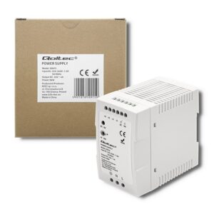 Qoltec 50915 DIN bėgio maitinimo šaltinis | 96W | 24V | 4A | Balta | Lieknas