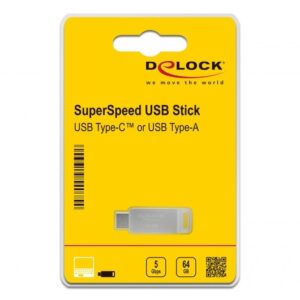 DeLOCK 54075 USB atmintukas 64 GB USB Type-A / USB Type-C 3.2 Gen 1 (3.1 Gen 1) Sidabras - Image 3