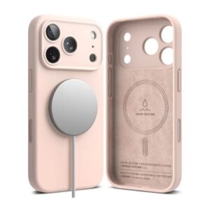 Ringke Apple iPhone 17 Pro Max Dėklas Silicone Magnetic Pink Sand