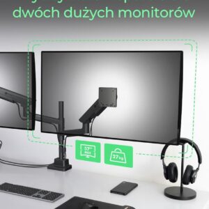 ICY BOX IB-MS702-T monitoriaus laikiklis arba stovas 144,8 cm (57") Stalas Juoda - Image 2