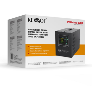 Avarinis maitinimo šaltinis „KEMOT PROsinus-2000“ – keitiklis su grynu sinusiniu signalu ir įkrovimo funkcija, 12 V, 230 V, 2000 VA/1200 W - Image 2